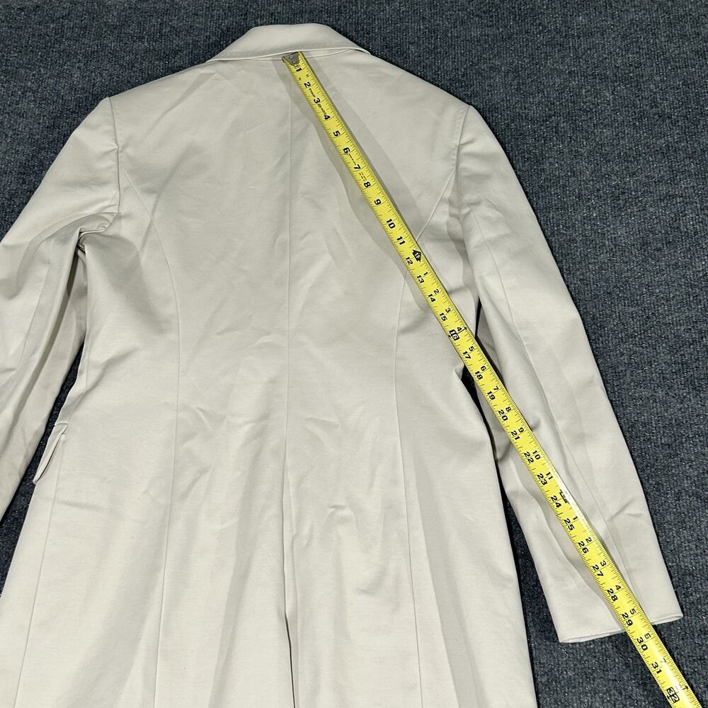 Brooks Brothers 8 Cream Stretch Cotton Trench Coat Jacket 100% Silk Lined - Picture 8 of 10
